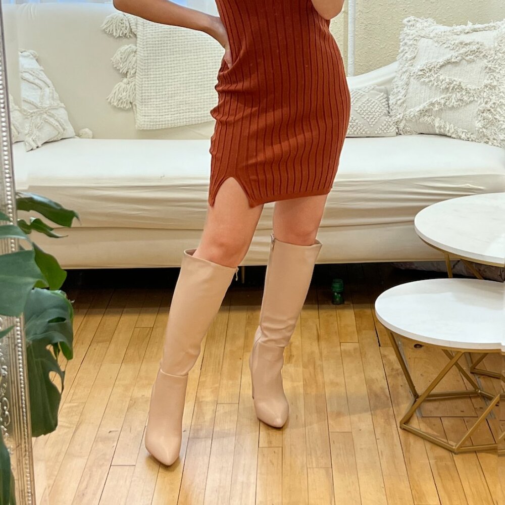 Brazil Knee High Boots Nude